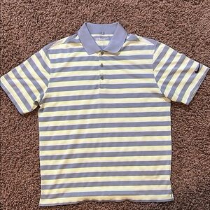 Nike Gray and Yellow Striped Polo Shirt